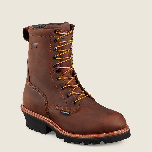 Red Wing Iş Botu Erkek - Loggermax - 9-Inch Insulated Waterproof Soft Toe - Kahverengi - 36LBVNJZG